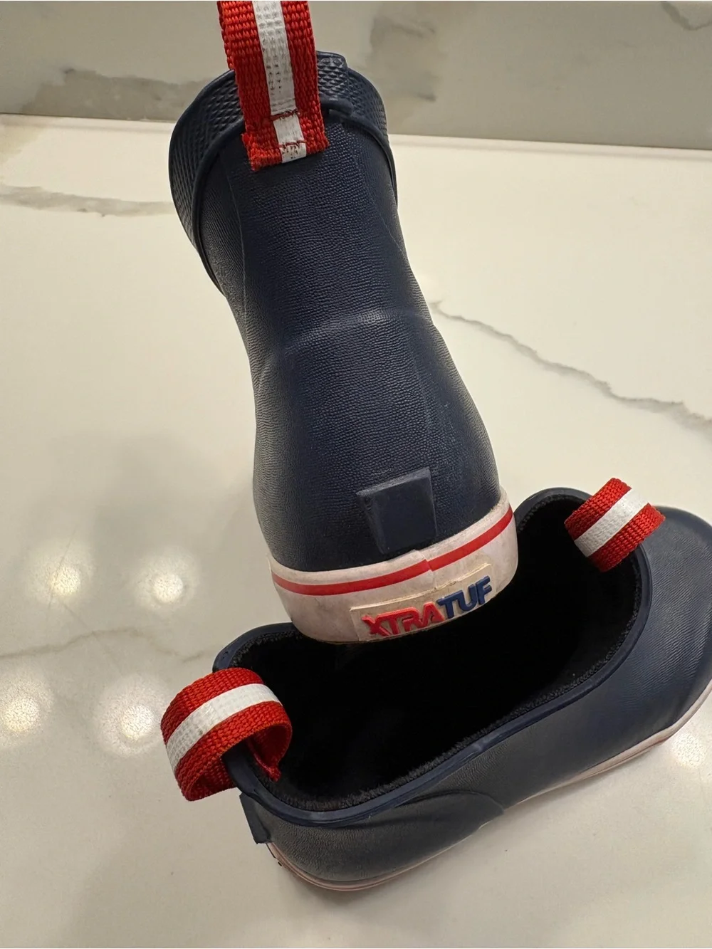 XTRATUF Kids Navy Boots with Red Trim